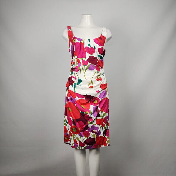 Floral Sleeveless Dress - Red and Pink - Picture 1 of 9
